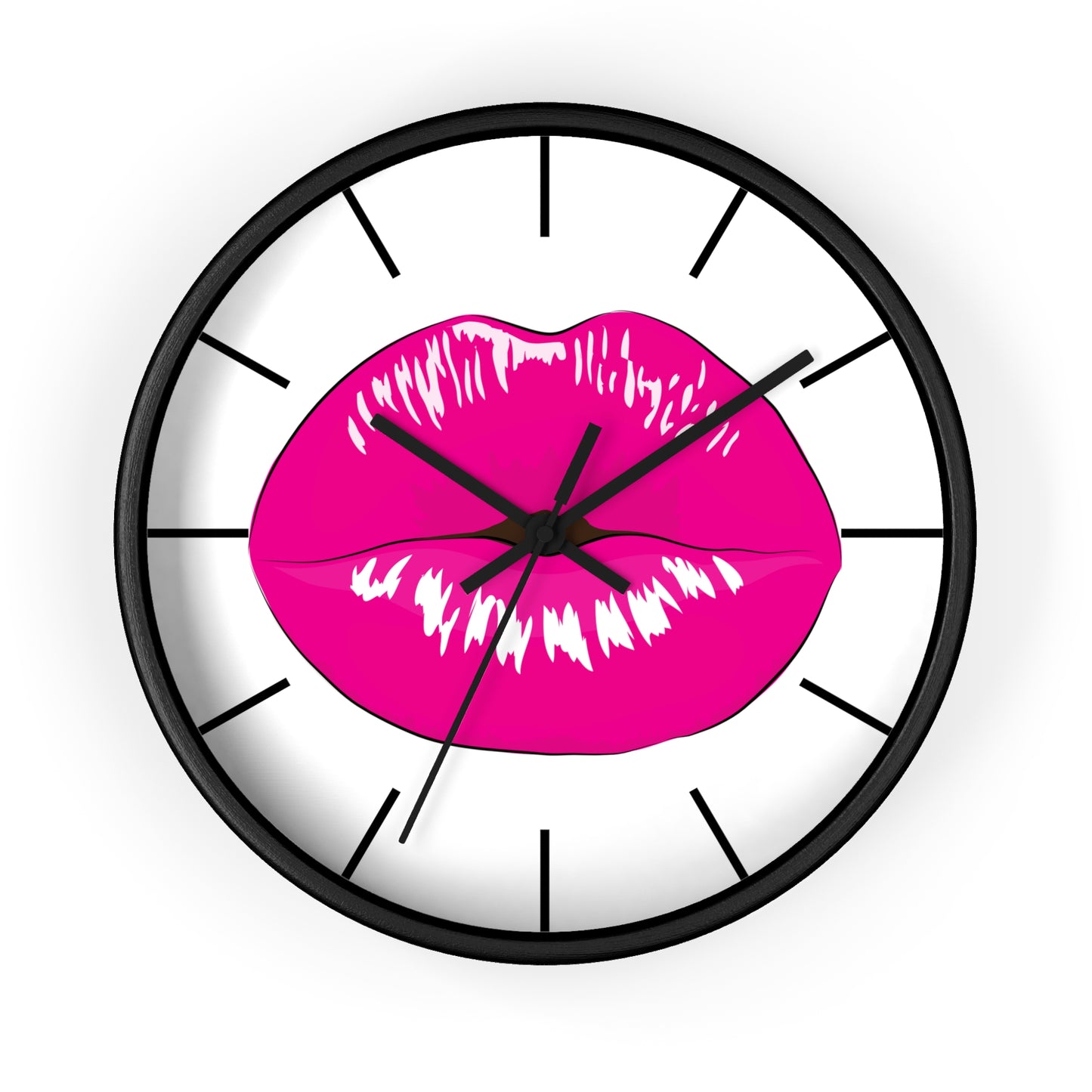 Pink Kiss Lips Wall Clock | Pop Art Lip Print Clock