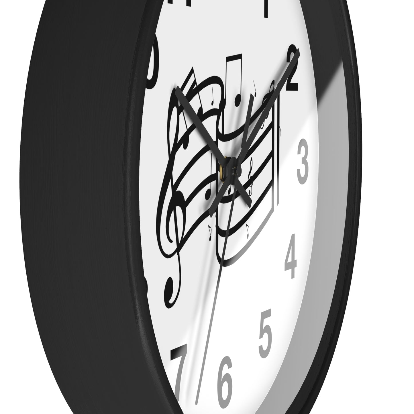 Music Notes Wall Clock — Black & White Treble Clef Timepiece for Music Lovers