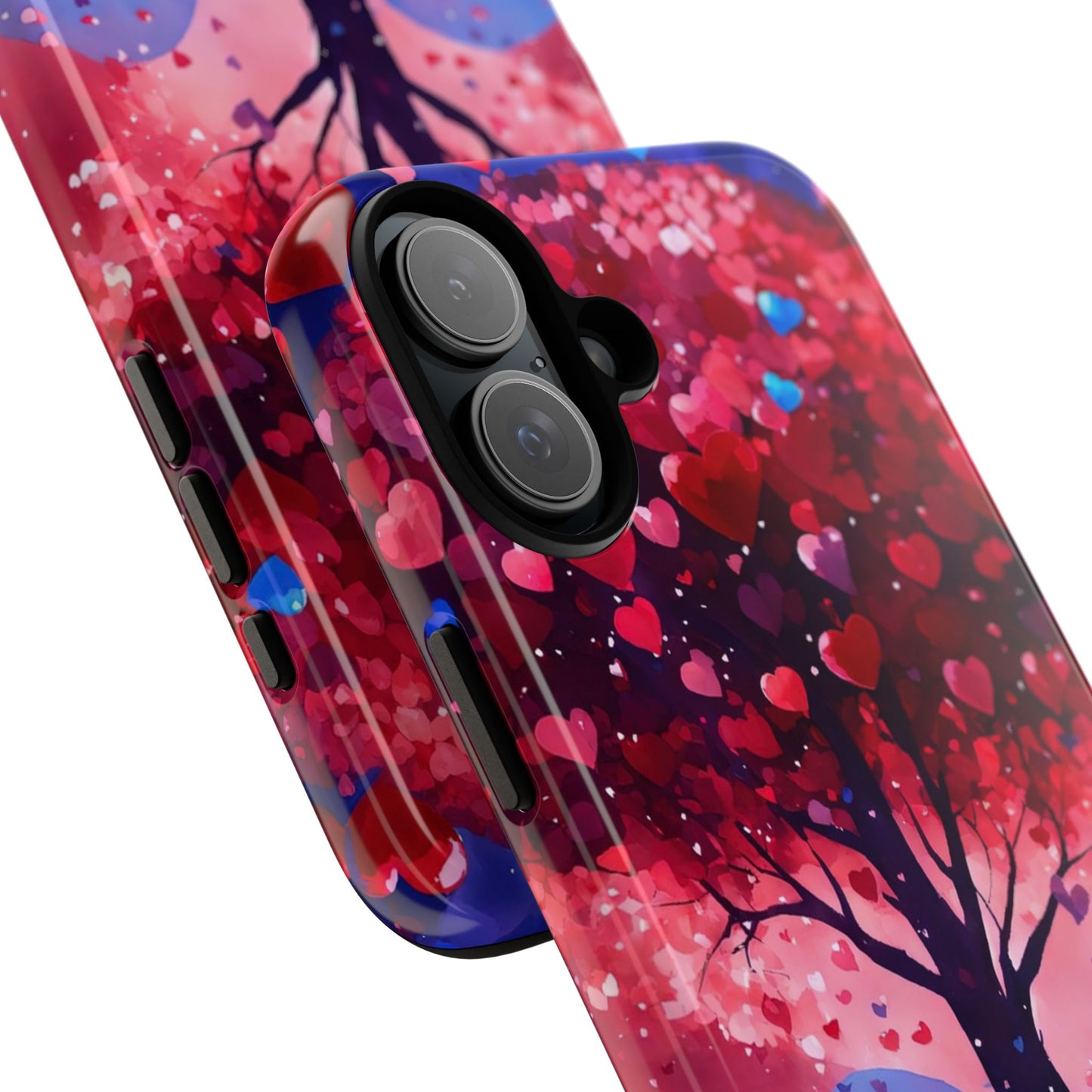 Heart Tree Phone Case — Romantic Red & Blue Protective Tough Case