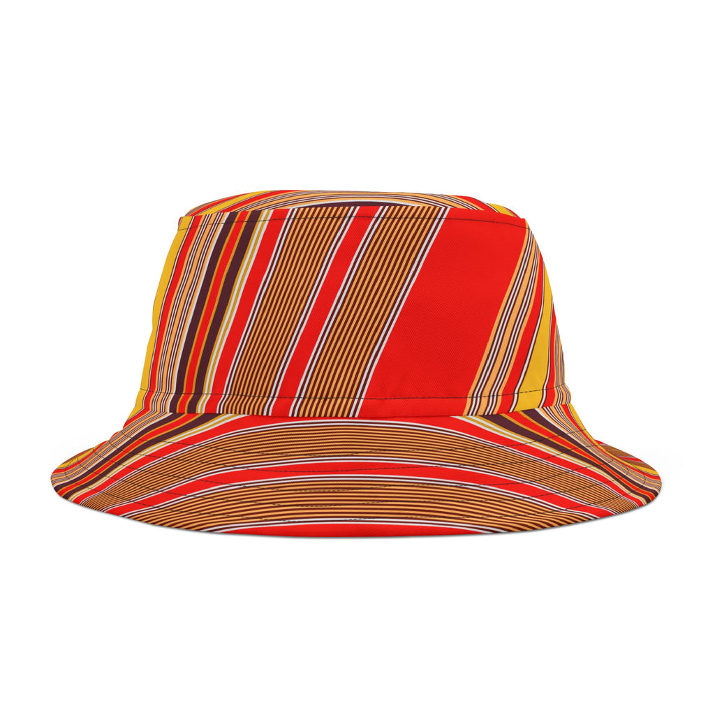 Red Stripe Pattern Bucket Hat — Vibrant Summer Sun Hat