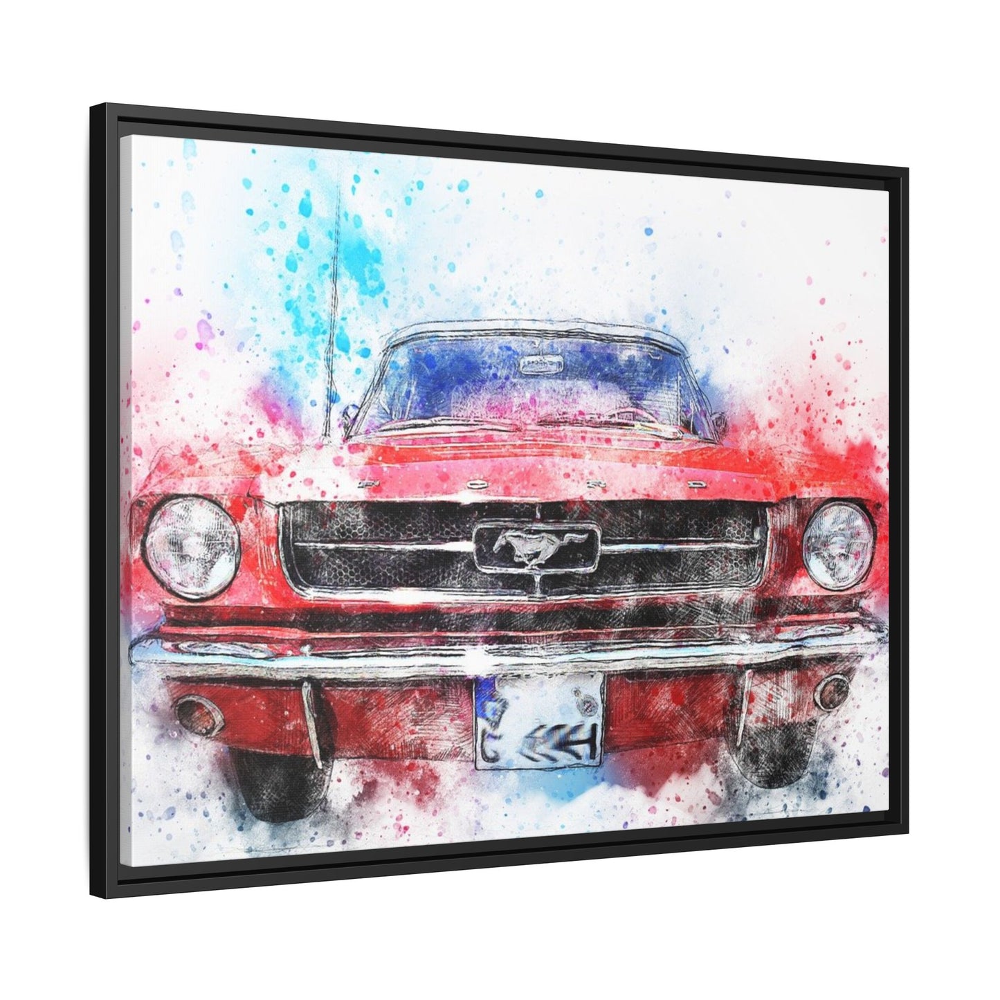 Matte Canvas, Framed Mustang Car