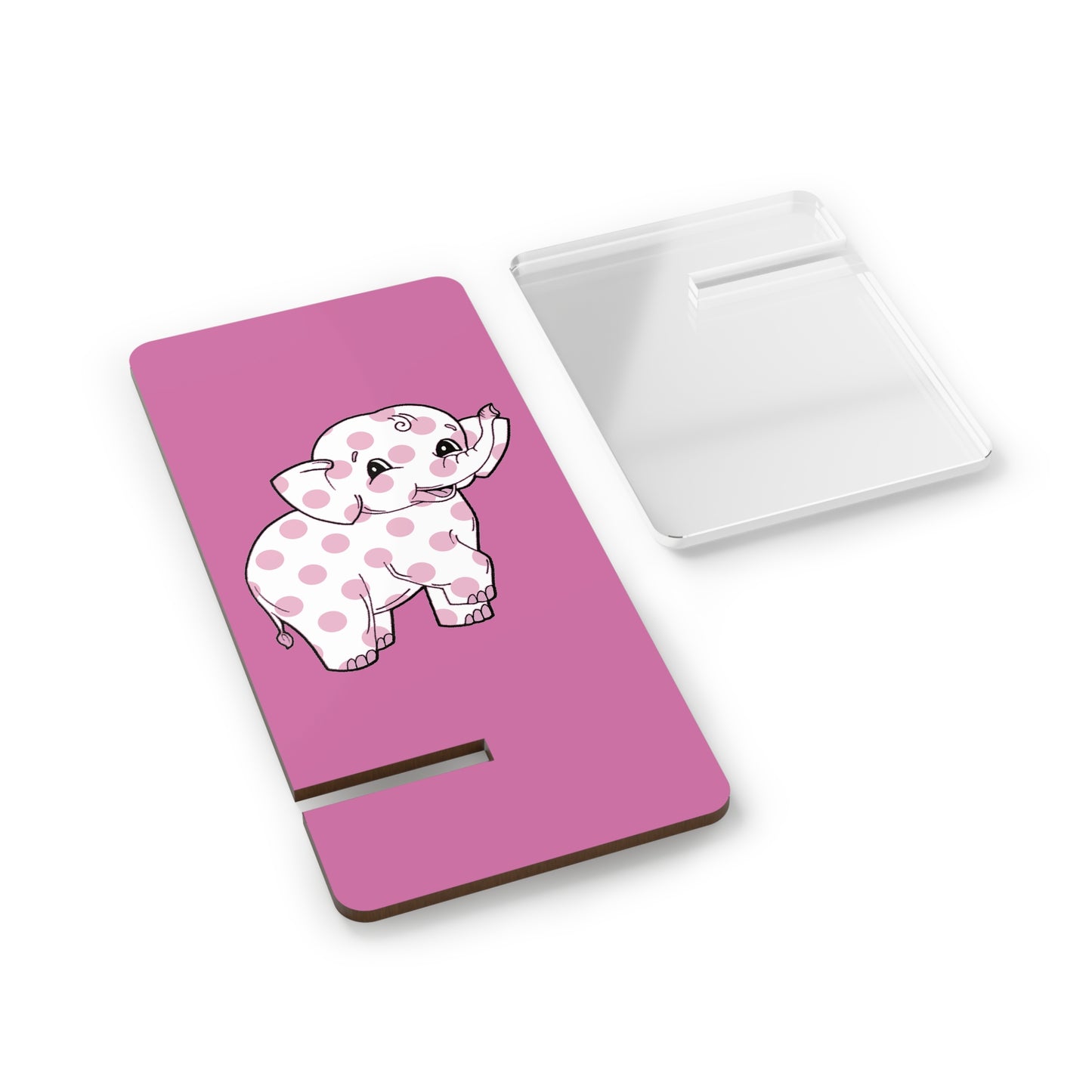 Pink Polka-Dot Baby Elephant Phone Stand — Cute Mobile Display Holder for Kids & Gifts