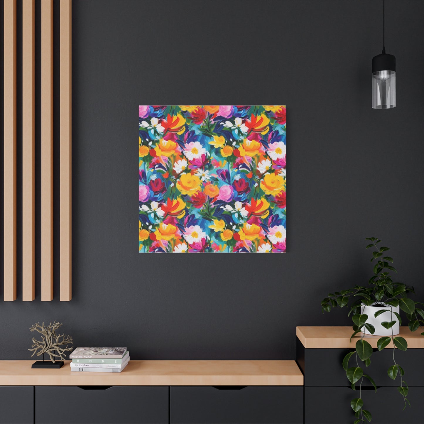 Vibrant Floral Matte Canvas Wall Art — Colorful Garden Print, Stretched 1.25"