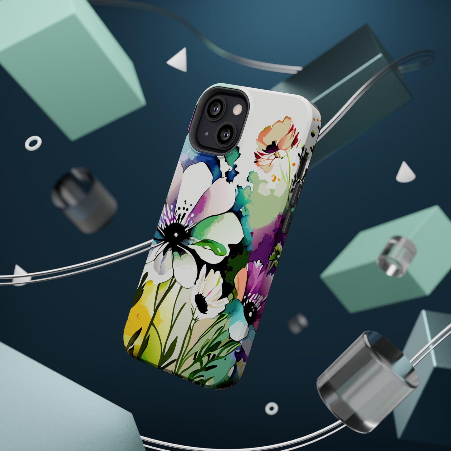 Floral Watercolor Magnetic Phone Case — Impact‑Resistant Protective Cover