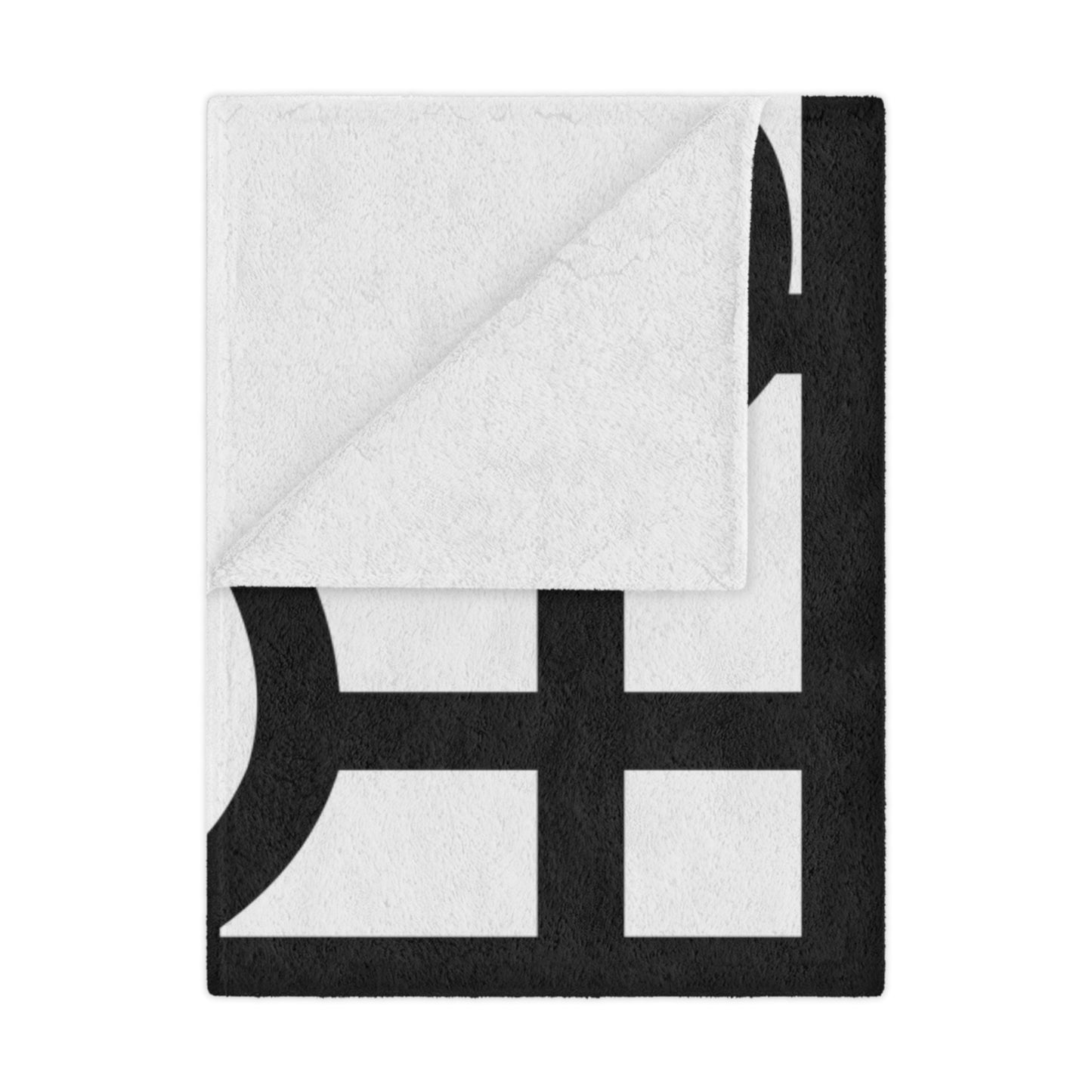 Geometric Scrolled Minky Blanket — Black & White Decorative Throw