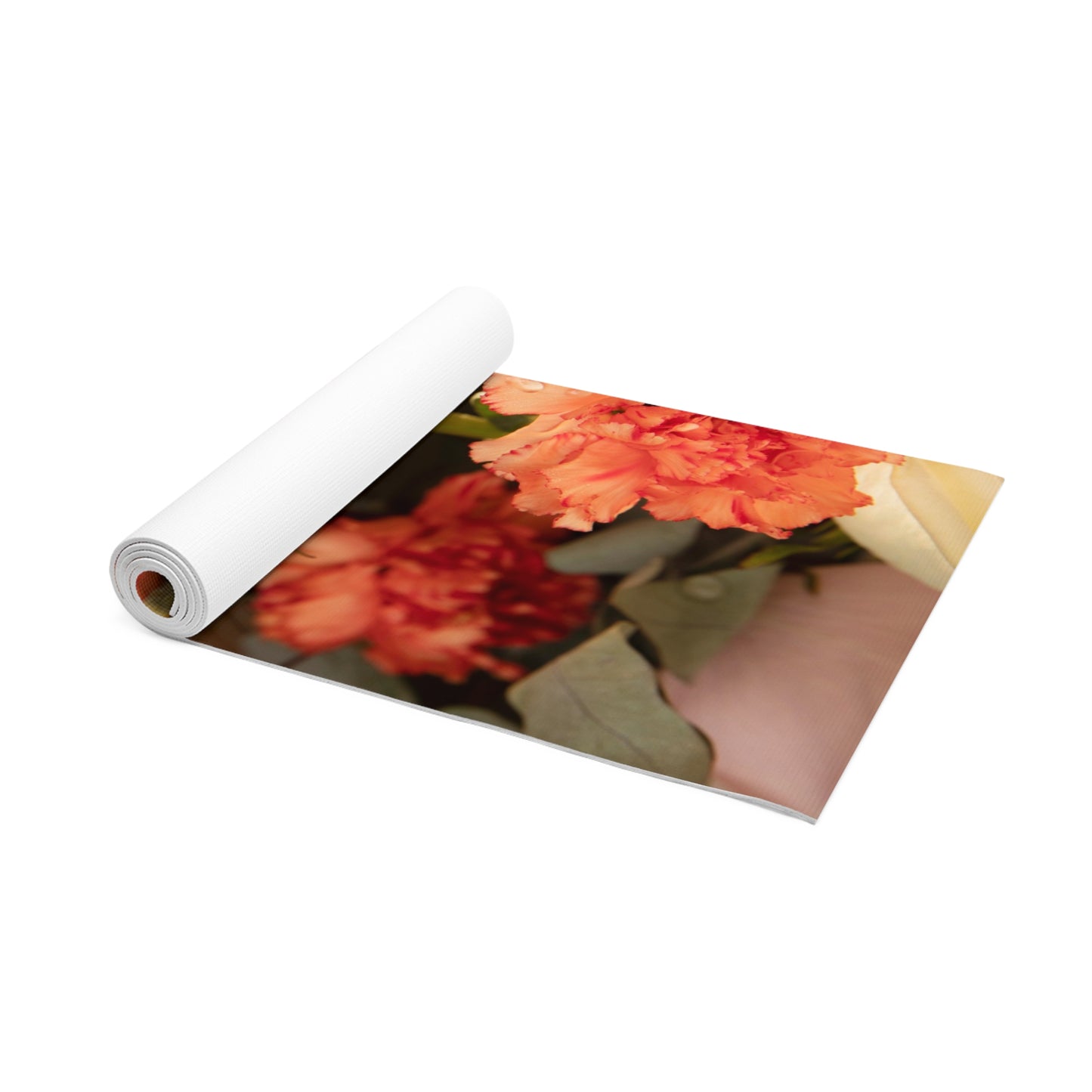 Floral Foam Yoga Mat — Pink Rose & Carnation Print Yoga Mat