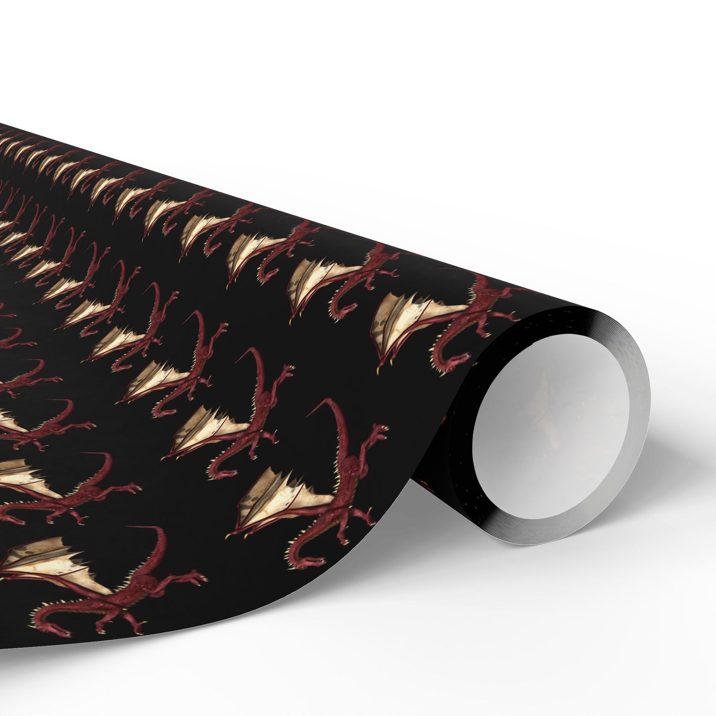 Dragon Pattern Wrapping Paper Roll — Dark Fantasy Gift Wrap