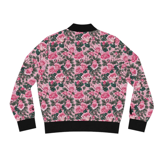 Floral Women's Bomber Jacket  - Letter A  Stylish Outerwear for All Seasons, Trendy Spring Fashion