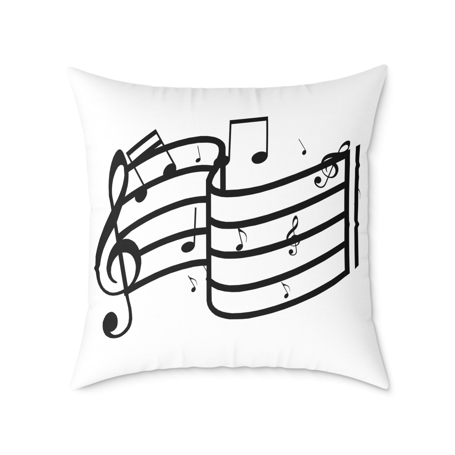 Music Notes Square Throw Pillow - Black Treble Clef Sheet Design