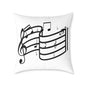 Music Notes Square Throw Pillow - Black Treble Clef Sheet Design