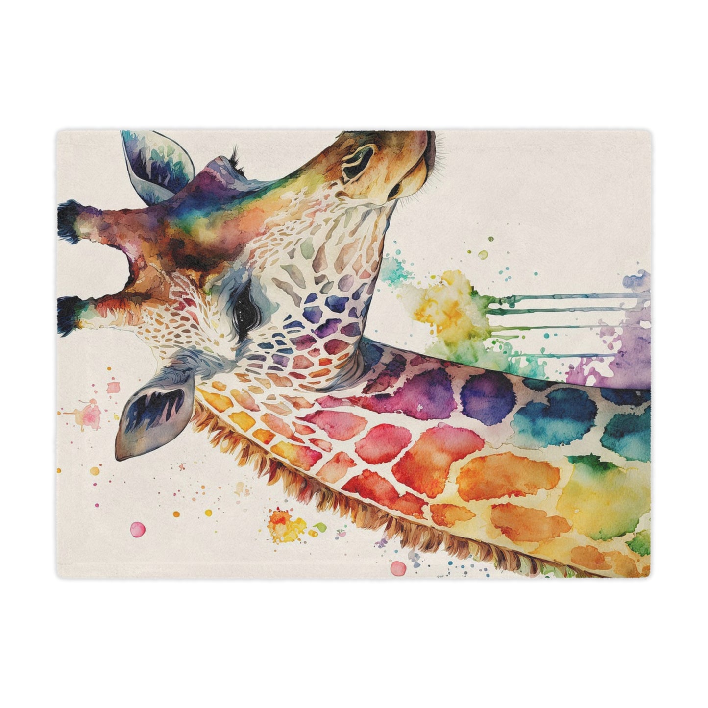 Watercolor Giraffe Minky Blanket — Soft Colorful Animal Throw for Kids & Nursery