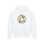 Youth Floral Hoodie – Orange & Teal Flower Circle Design