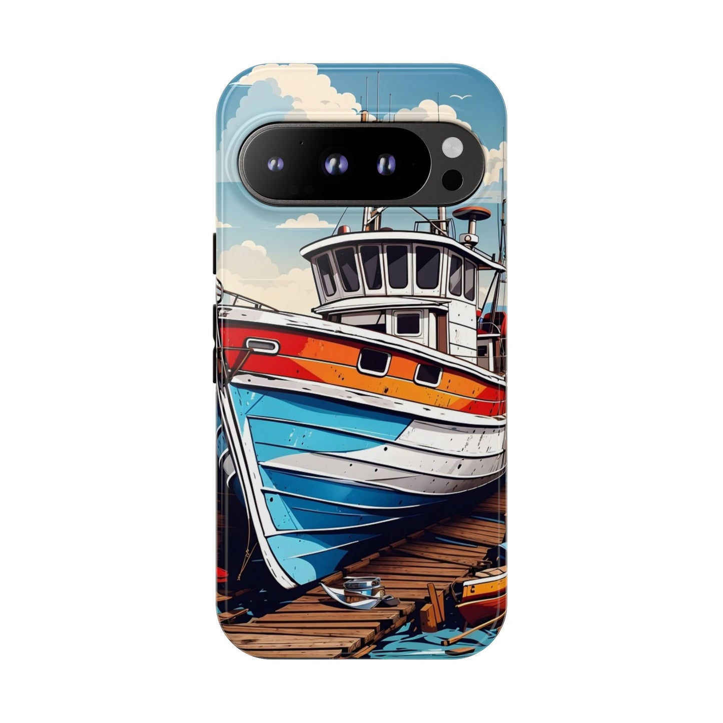 Colorful Fishing Boat Phone Case | Nautical Gift, Marine Design, Coastal Aesthetic, Summer Vibes, Sea Lover's Accessory