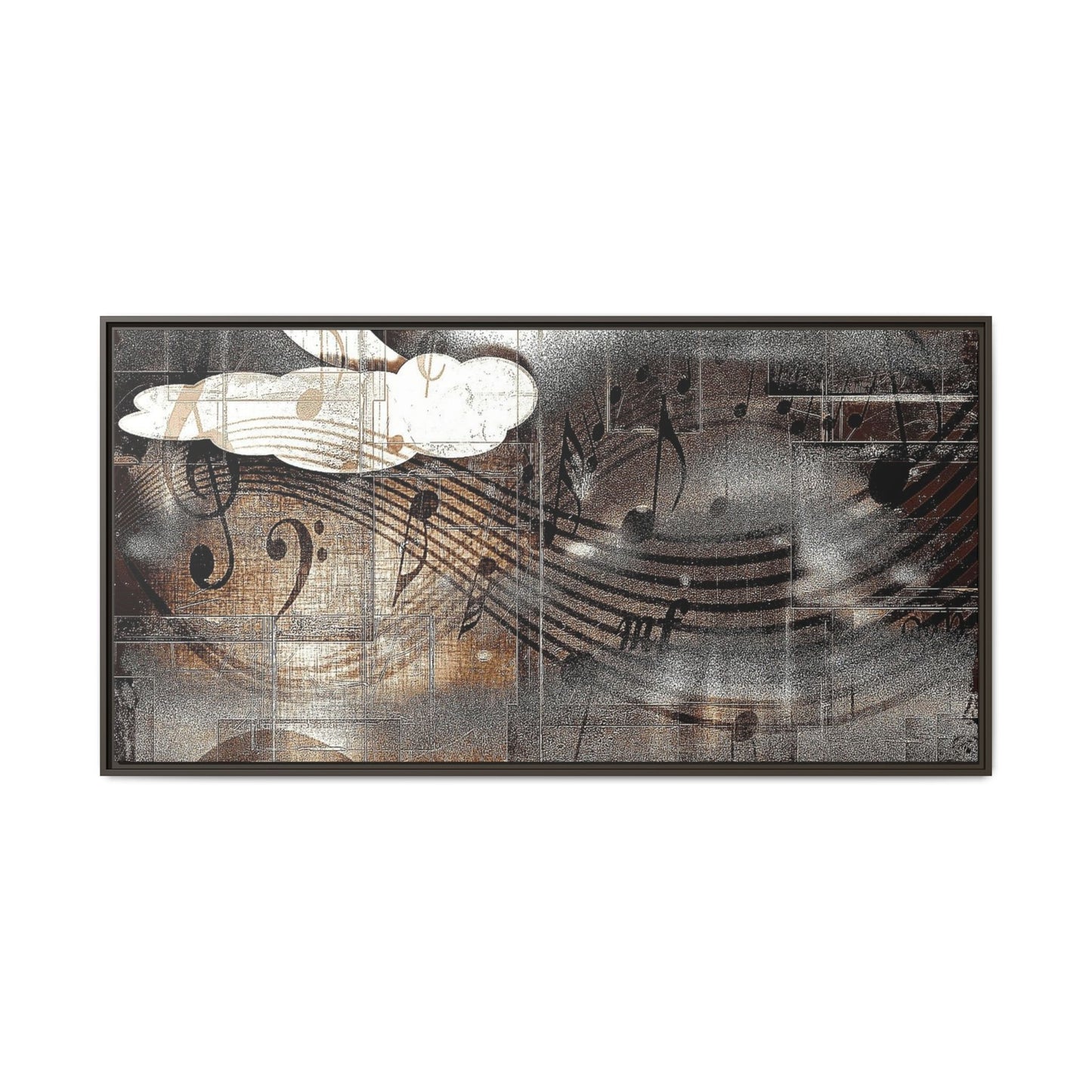 Framed Music Notes Canvas Print — Abstract Vintage Piano & Sheet Music Wall Art