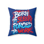 Born to Sleep, Forced to Work Square Pillow — Funny Graphic Throw Pillow for Home & Office