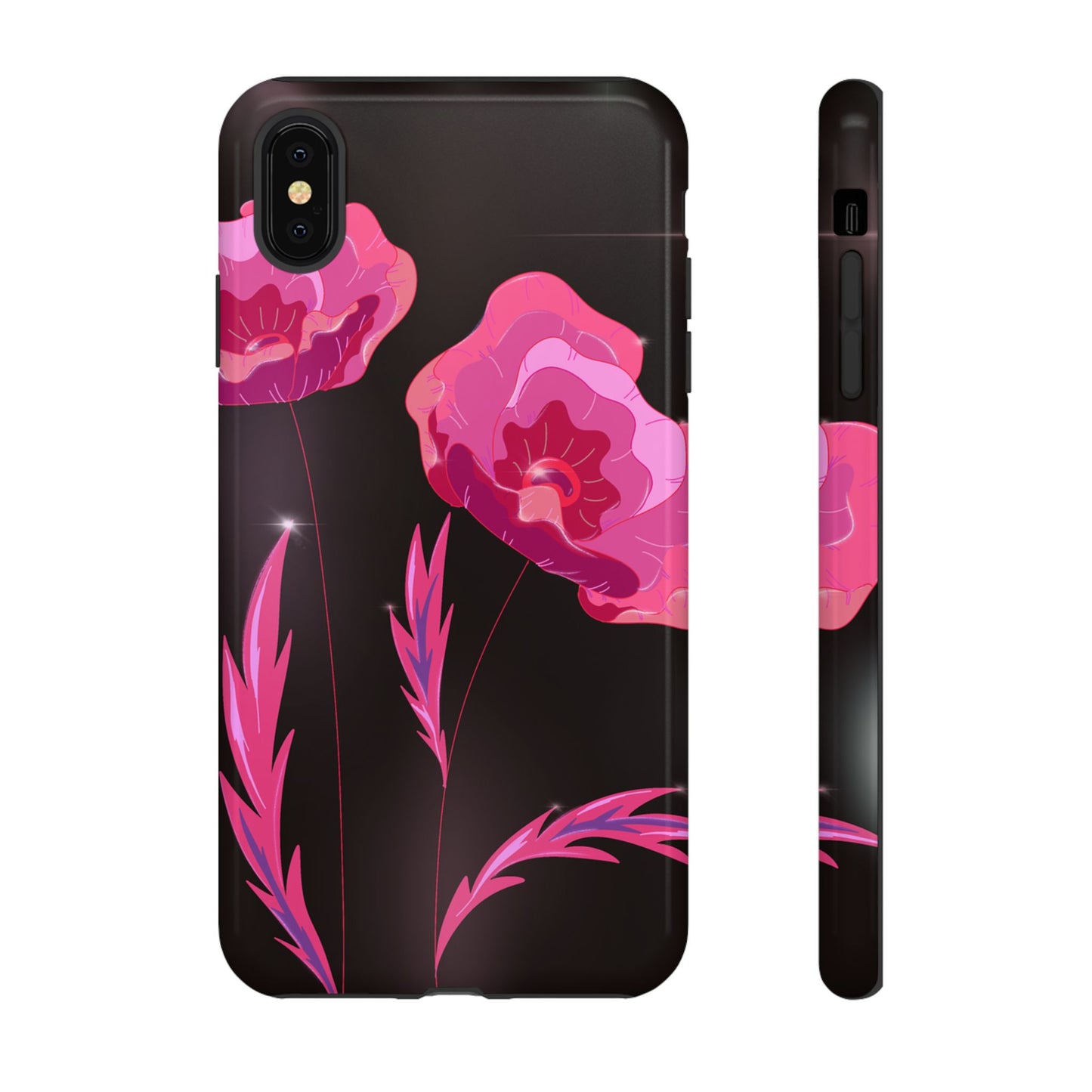 Floral iPhone Case | Tough Cases with Pink Poppy Design, Elegant Flower Phone Cover, Gift for Her, Spring Accessories, Chic Tech