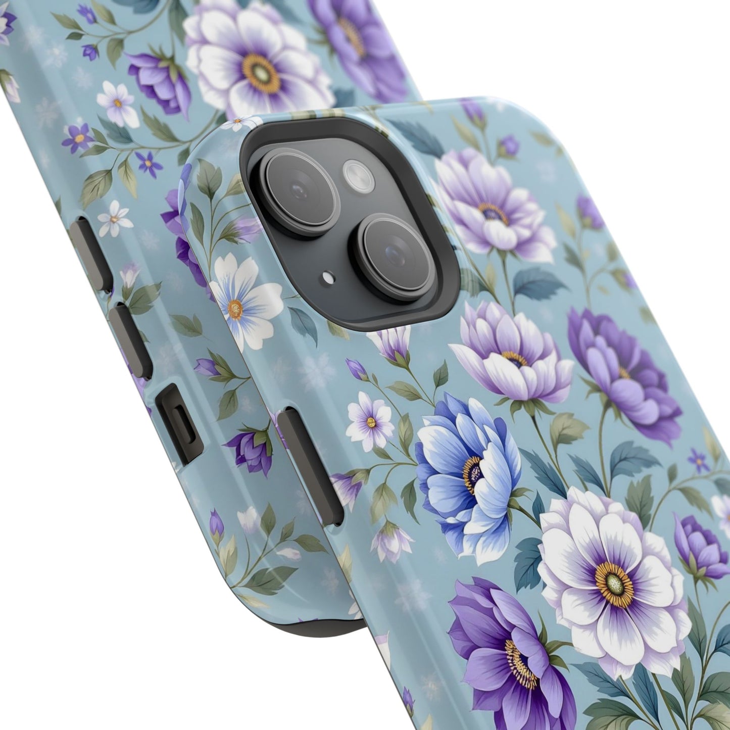 Floral Purple Peony Phone Case — Magnetic Impact‑Resistant Protective Cover