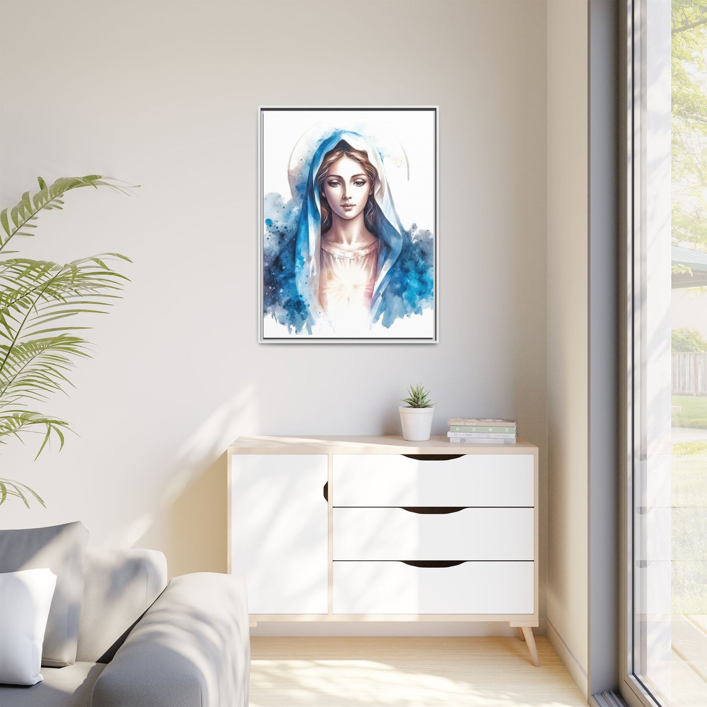 Framed Canvas Art Print, Spiritual Decor, Religious Artwork, Wall Decor, Gift for Faith, Elegant Home Decoration