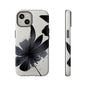 Monochrome Floral Tough Phone Case — Black Ink Flower Protective Cover