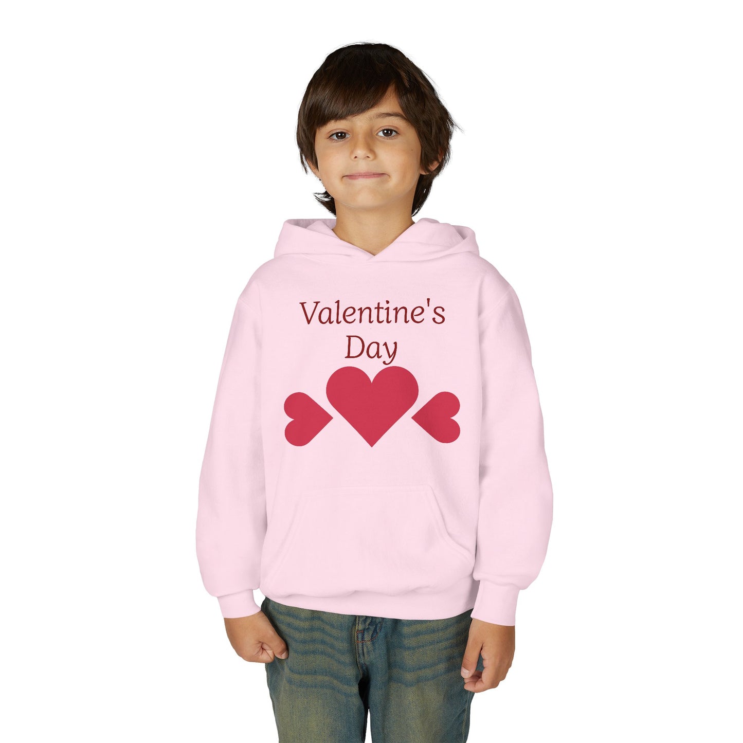 Valentine's Day Kids Hoodie - Pink Heart Trio Youth Sweatshirt