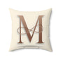 Monogram M Throw Pillow — Elegant Copper Initial Decorative Pillow