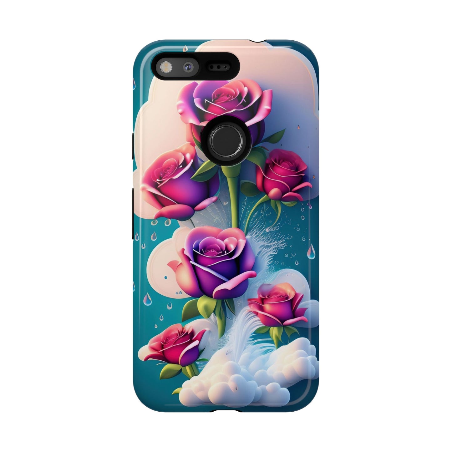 Floral Dream Tough Phone Case — Rose Bouquet Clouds Design