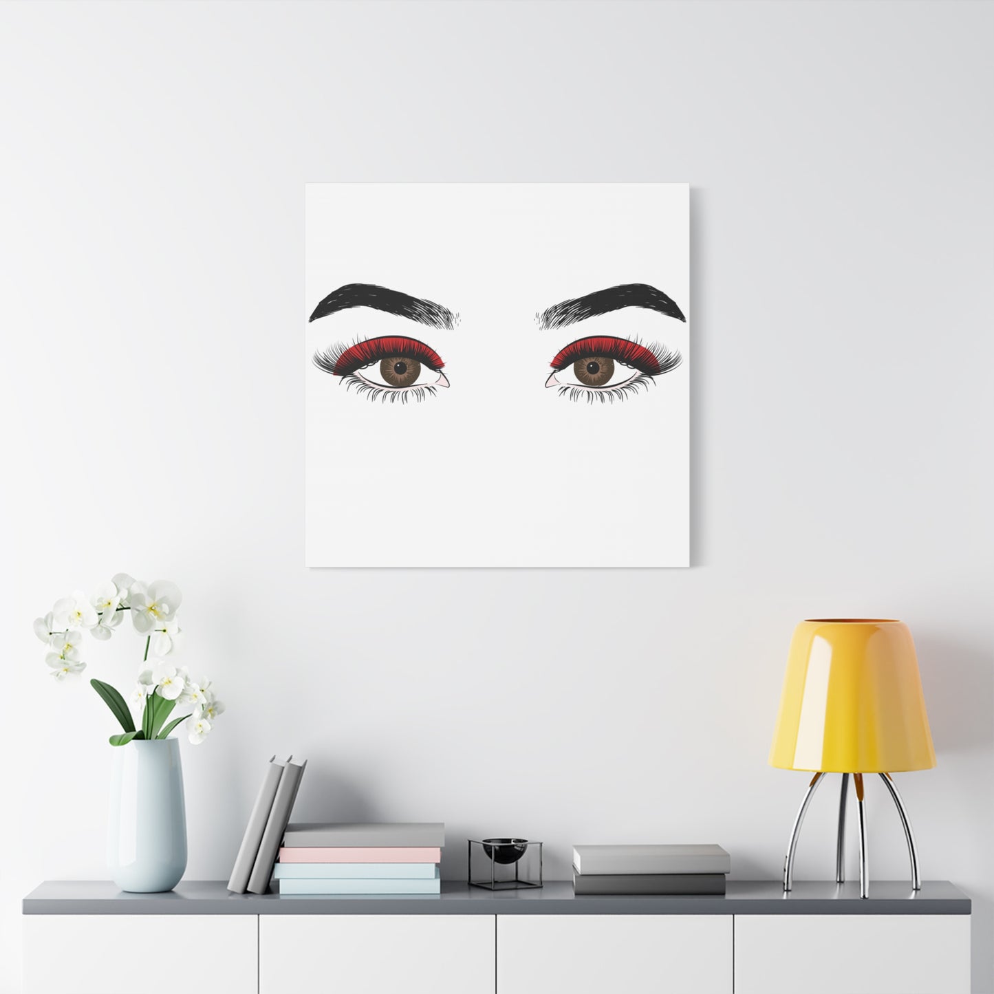 Red Lashes Wall Art Canvas — Glam Eyes Makeup Decor