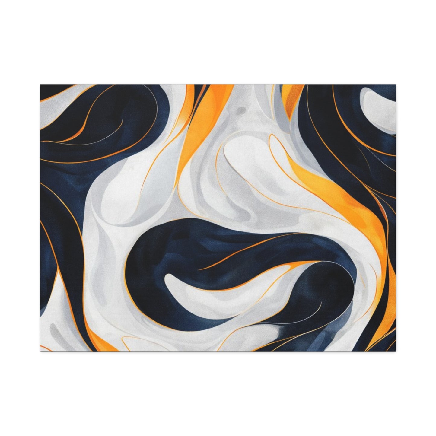 Abstract Navy & Gold Swirl Matte Canvas Wall Art