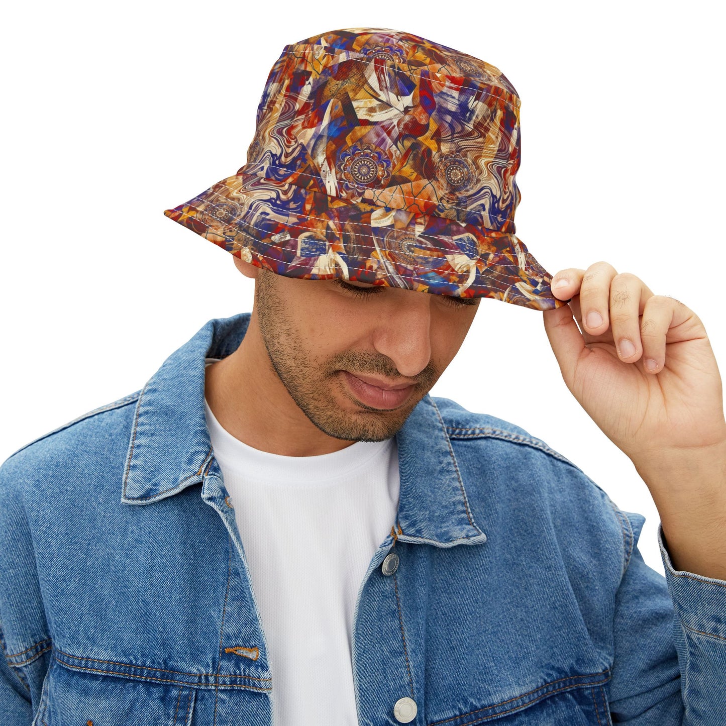 Abstract Swirl Bucket Hat — Colorful Psychedelic All-Over-Print