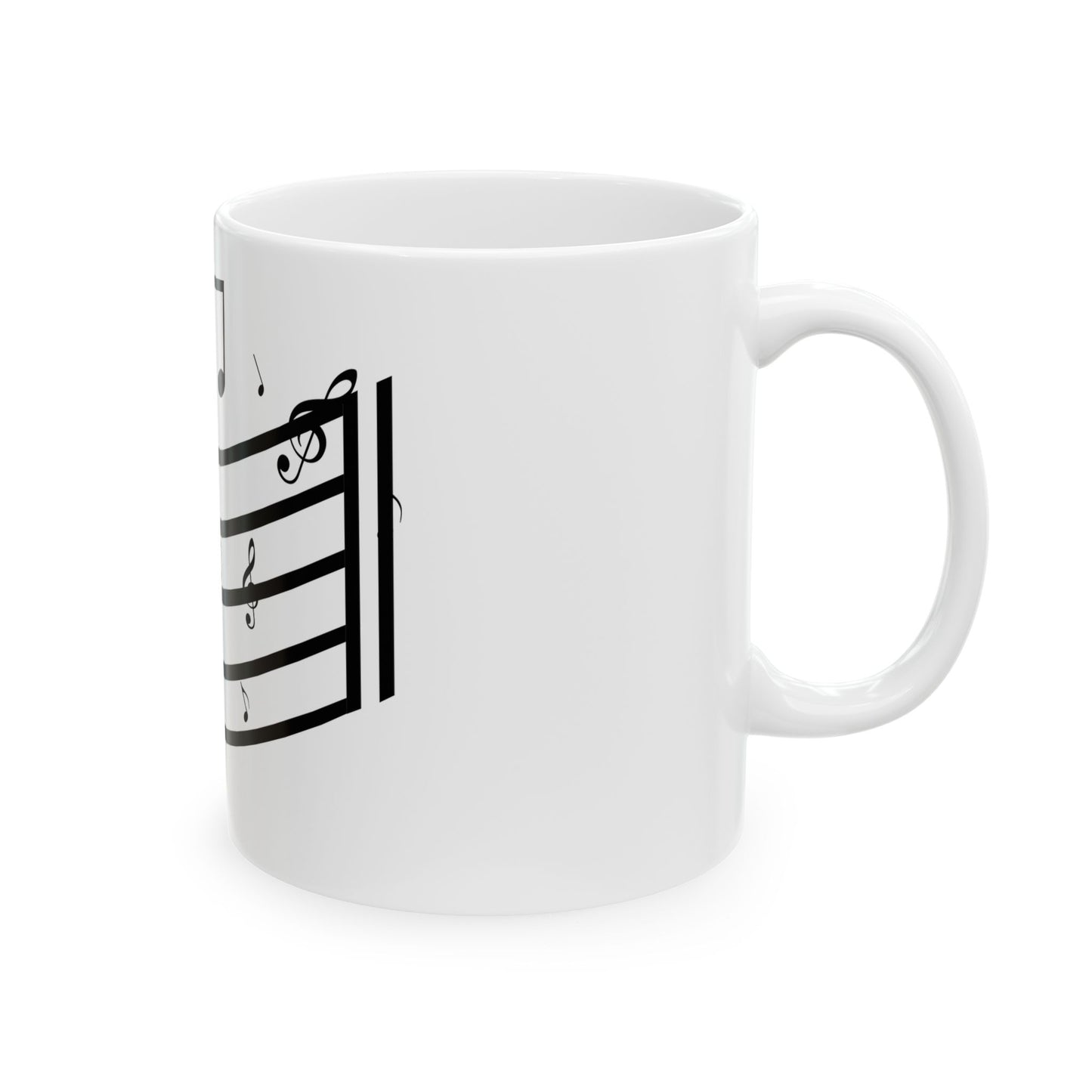 Music Notes Ceramic Mug — Musical Staff Coffee Cup for Musicians & Music Lovers (11oz/15oz)