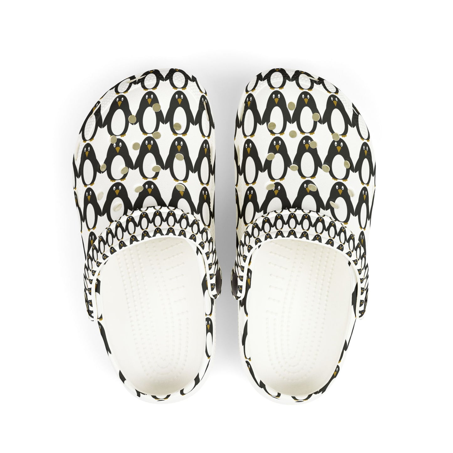 Kids Penguin Print EVA Foam Clogs — Cute Black & White Slip-On Sandals