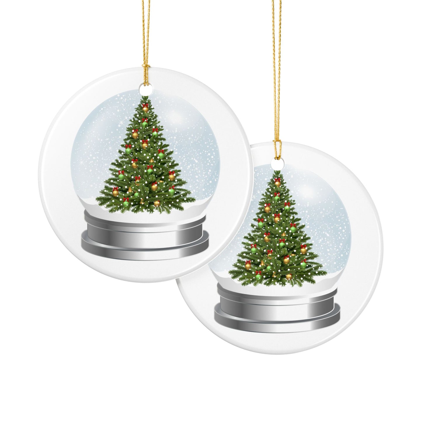 Christmas Tree Snow Globe Ceramic Ornament – Double‑Sided Holiday Decoration