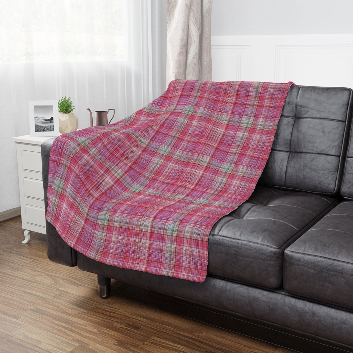 Pink Plaid Minky Blanket - Soft Cozy Throw for Home & Nursery
