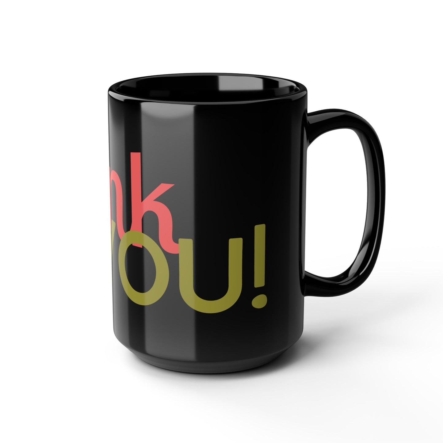 Thank You Mug — Bold Retro Typography 15oz Black Ceramic Coffee Cup