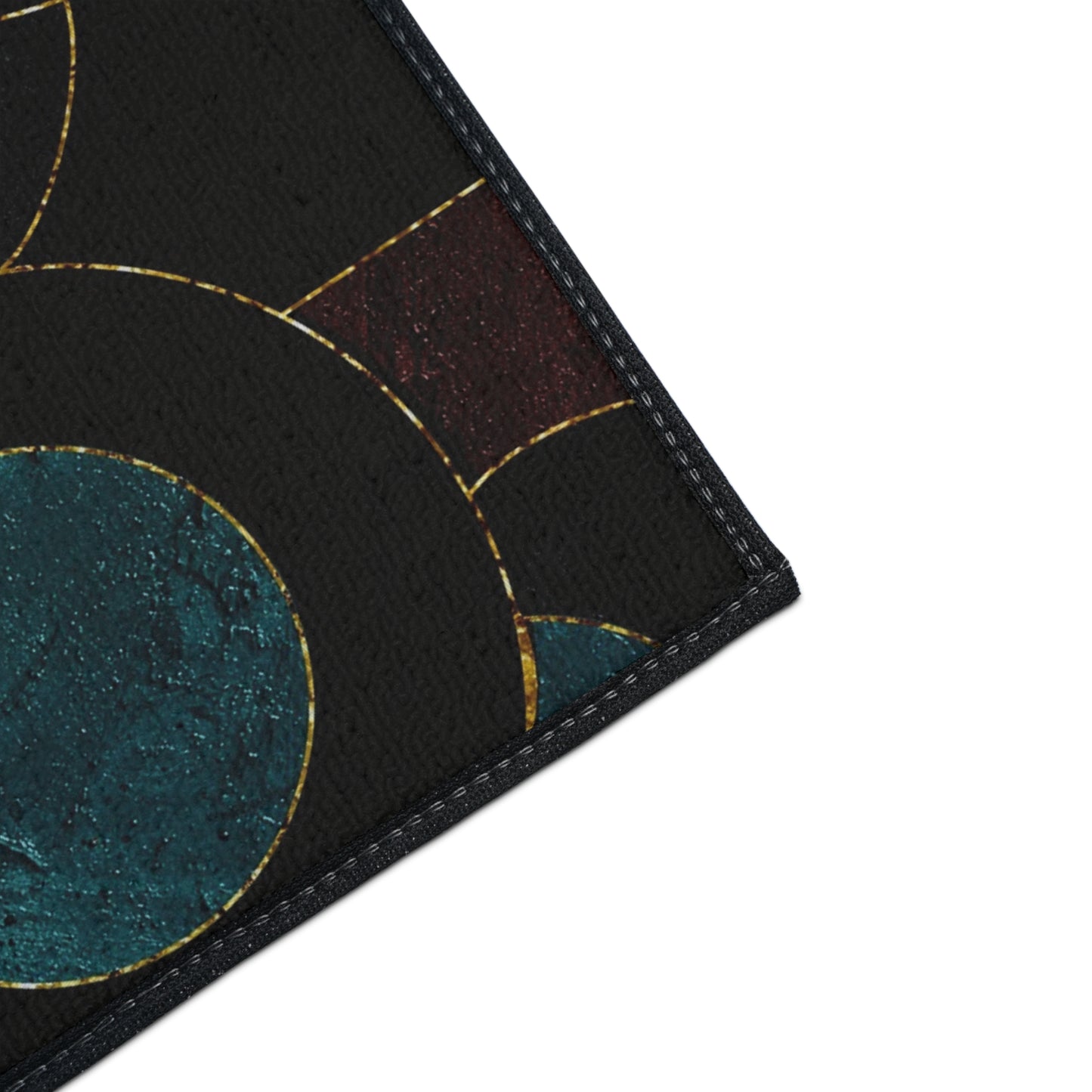 Heavy-Duty Floor Mat — Teal & Burgundy Modern Circle Entry Rug