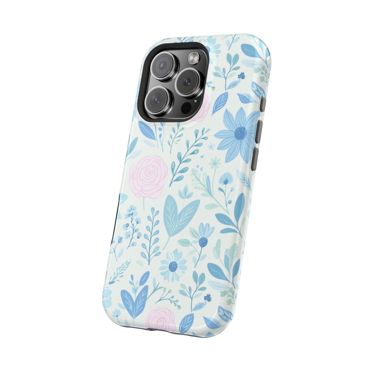 Floral Pastel Magnetic Impact Phone Case — Blue & Pink Botanical Design