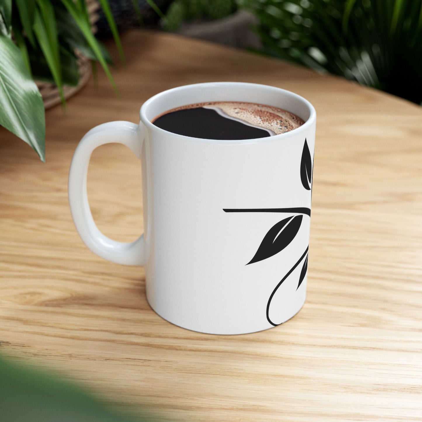 Bird & Branch Ceramic Mug — Black Silhouette Coffee Cup (11oz, 15oz)
