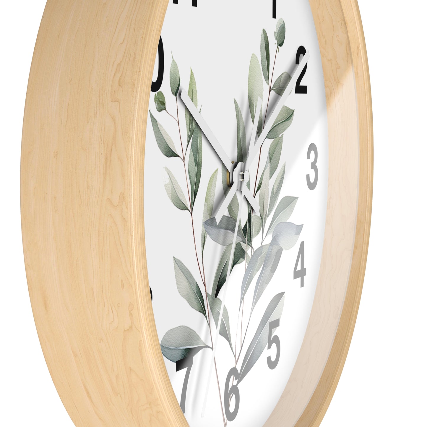 Botanical Wall Clock — Minimal Greenery Clock for Living Room & Bedroom