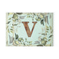 Monogram Glass Cutting Board — Rustic Wood “V” with Greenery Border