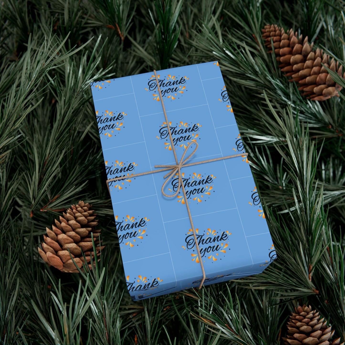Gift Wrap Paper — 'Thank You' Confetti Pattern (Minimal White & Gold)