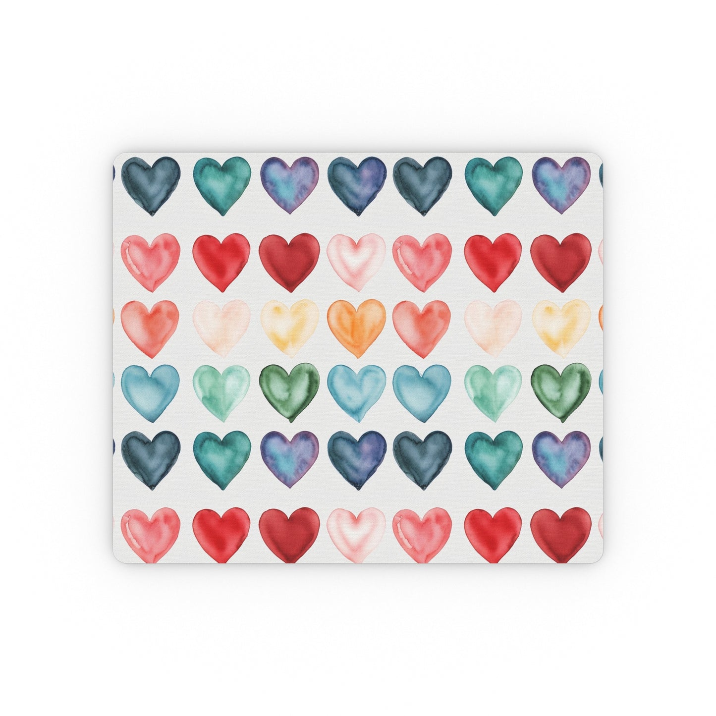 Colorful Watercolor Hearts Rectangular Mouse Pad — Vibrant Desk Mousepad for Home & Office