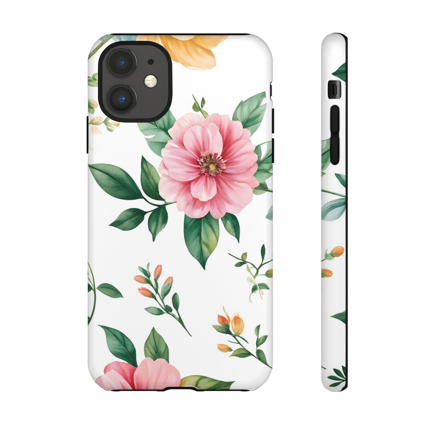 Floral Tough Phone Case — Pink Peony Protective Phone Cover