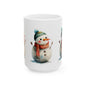 Whimsical Snowman Ceramic Mug, Holiday Gift, Winter Decor, Hot Cocoa Mug, Christmas Present, Cozy Kitchen Accessory