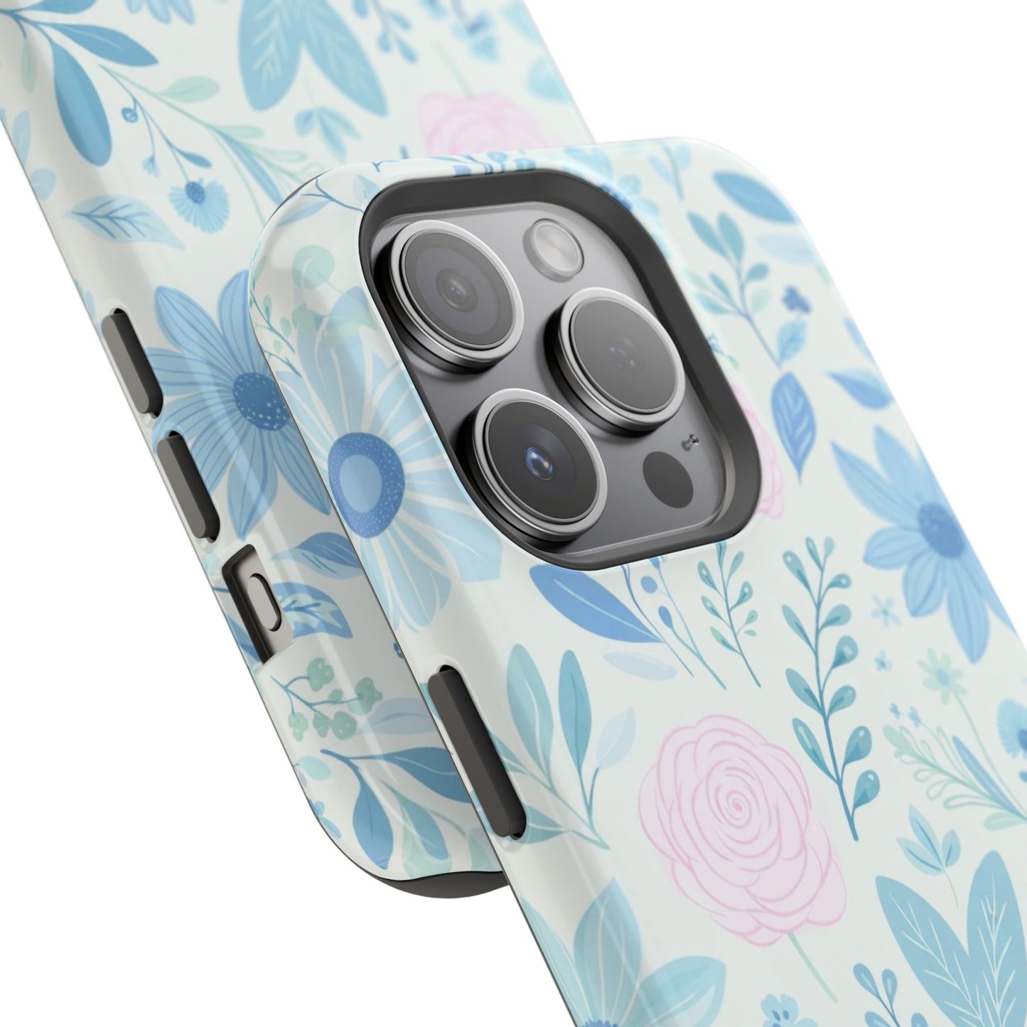 Floral Pastel Magnetic Impact Phone Case — Blue & Pink Botanical Design