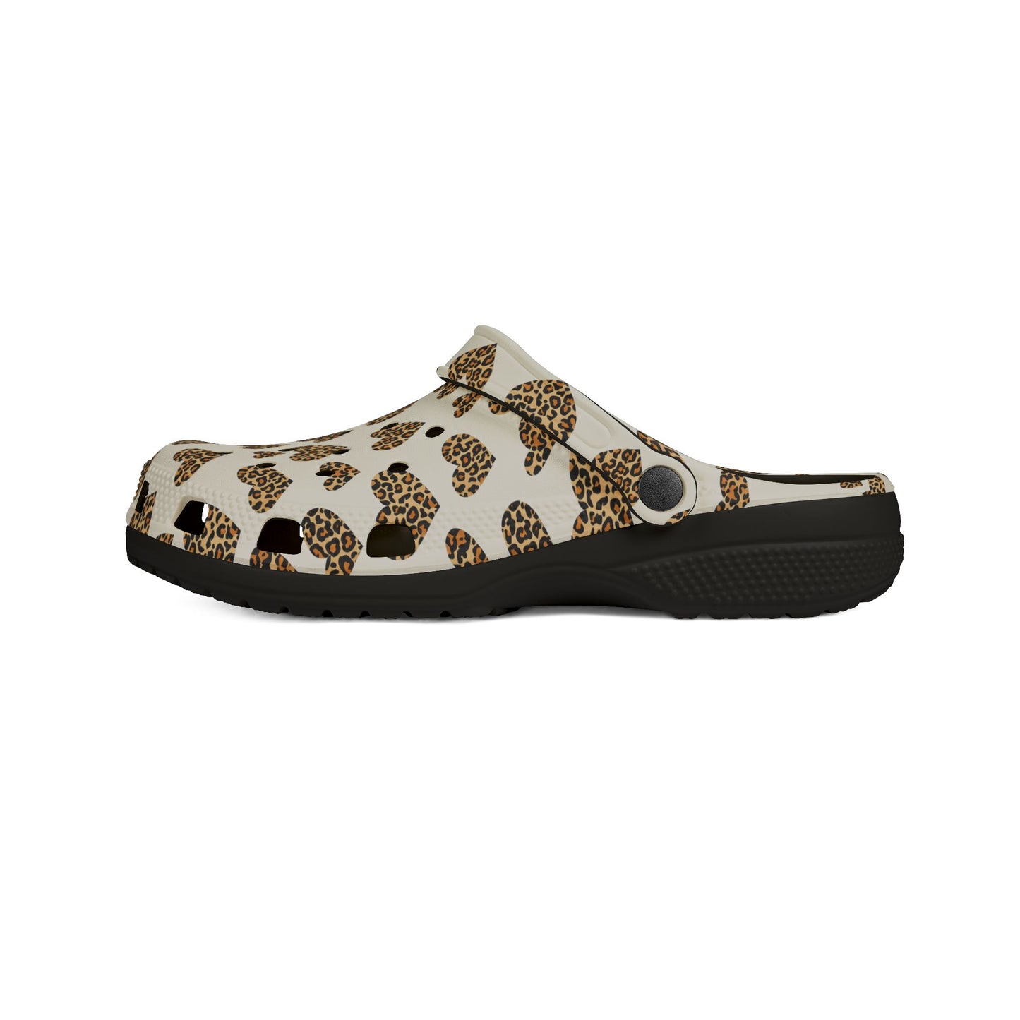 Leopard Heart EVA Clogs — Comfortable Leopard-Print Foam Shoes