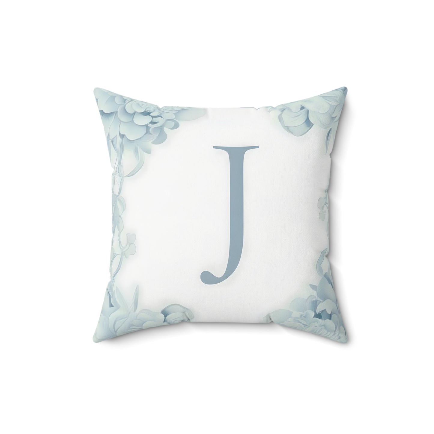 Monogram Floral Pillow - Letter J Decorative Throw Cushion