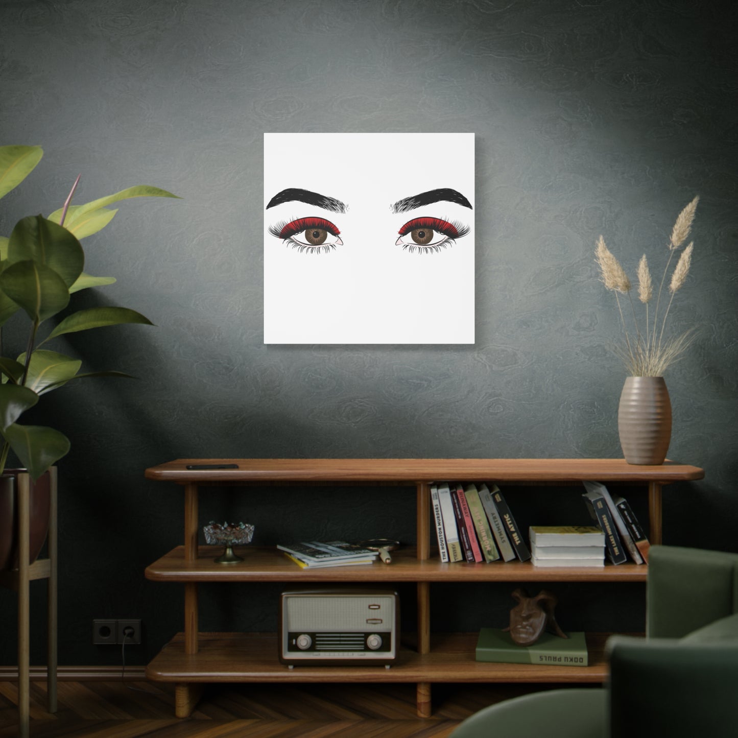 Red Lashes Wall Art Canvas — Glam Eyes Makeup Decor