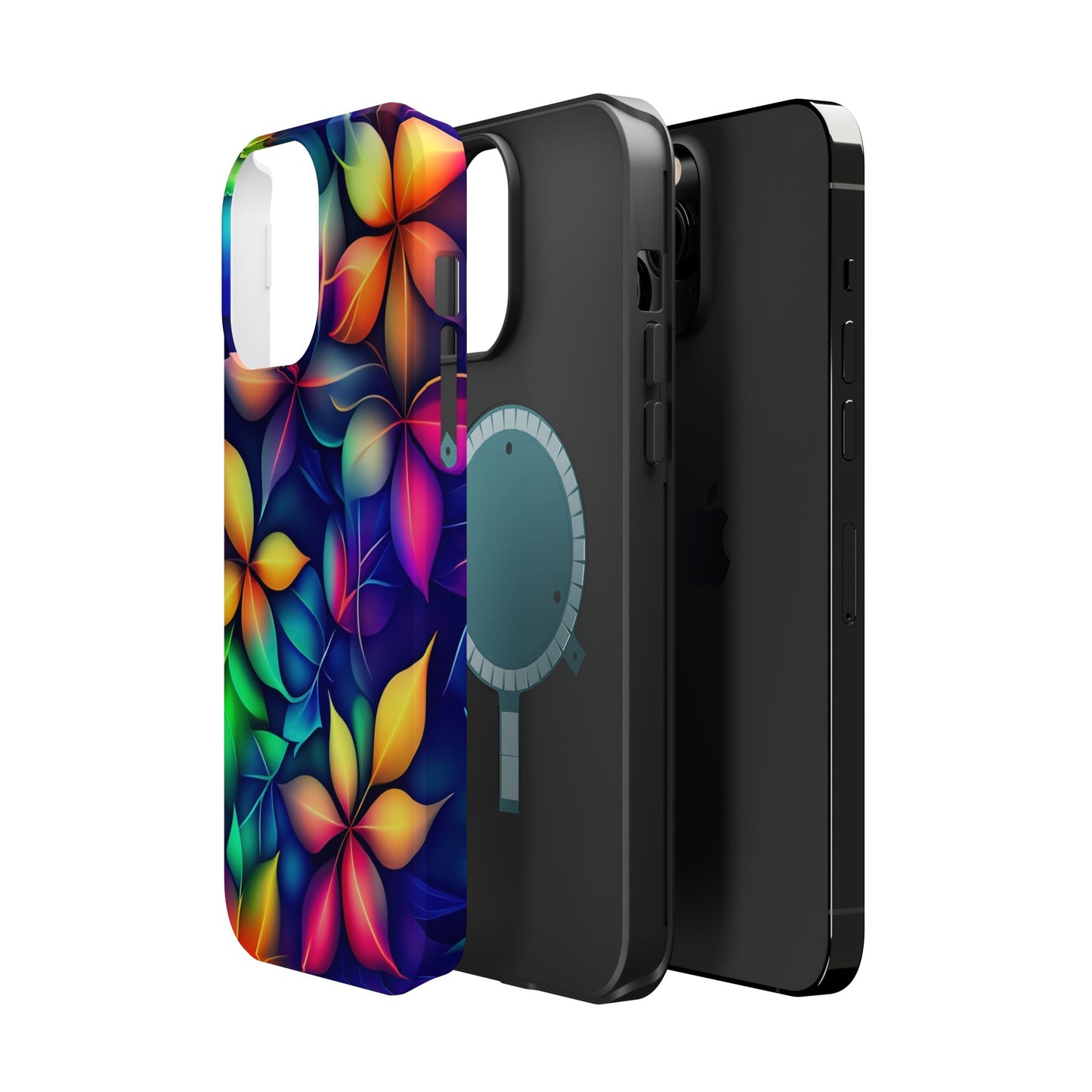 Floral Prism Magnetic Impact-Resistant Phone Case — Colorful Gradient Petal Design