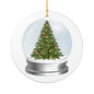 Christmas Tree Snow Globe Ceramic Ornament – Double‑Sided Holiday Decoration