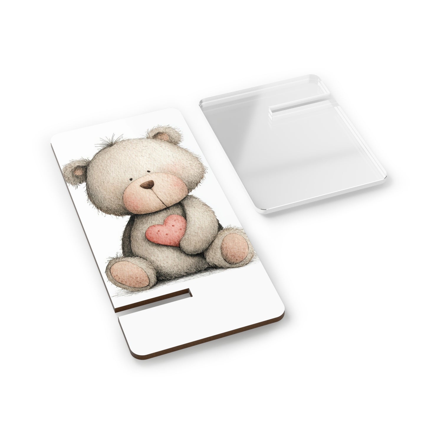 Teddy Bear Heart Phone Stand — Cute Mobile Display Stand for Smartphones